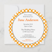 Pois blancs Oraqnge Round Invitation (Dos)