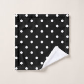 Pois blancs rétro en noir (Gant de toilette)