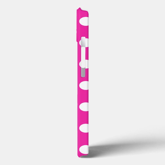 Pois blancs sur Coque fuchsia-Mate coque iphone (Verso / Gauche)