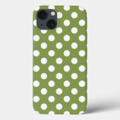 Pois blancs sur Coque vert olive-Mate iPhone c (Verso)