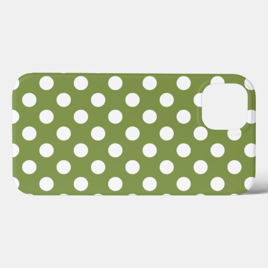 Pois blancs sur Coque vert olive-Mate iPhone c (Verso (horizontal))