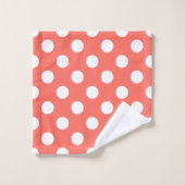 Pois blancs sur corail vivant (Gant de toilette)