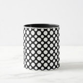 Pois blancs sur Mug de café noir (Centre)