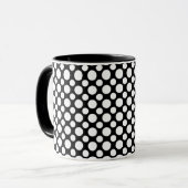 Pois blancs sur Mug de café noir (Devant gauche)