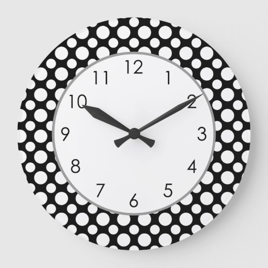 Pois blancs sur noir avec horloge en nombre (Recto)