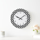 Pois blancs sur noir avec horloge en nombre (Maison)