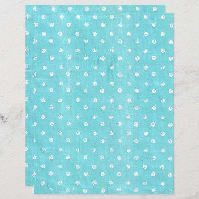 Pois blancs sur papier à scandale Turquoise (Devant / Derrière)