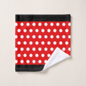 Pois blancs sur rouge et noir (Gant de toilette)