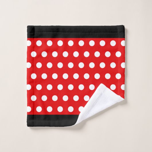 Pois blancs sur rouge et noir (Gant de toilette)