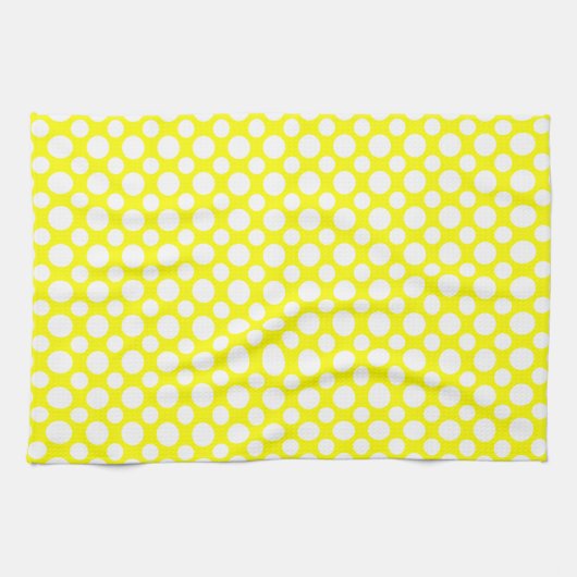 Pois blancs sur serviette de cuisine jaune (Horizontal)