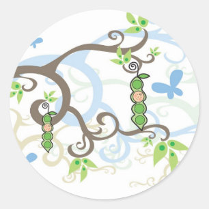 Pois Bleu Dans Un Baby shower Jardin Pod Sticker