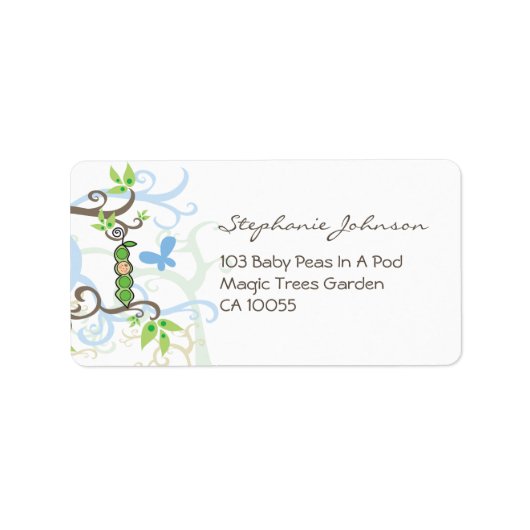 Pois Bleu Dans Un Baby shower Pod Bois Étiquette d (Devant)