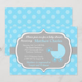 Pois Bleus Baby Boy Baby shower Invitation (Devant / Derrière)