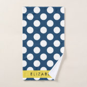 Pois Bleus de la Marine, Motif Pot Polka, Votre No (Serviette à main)