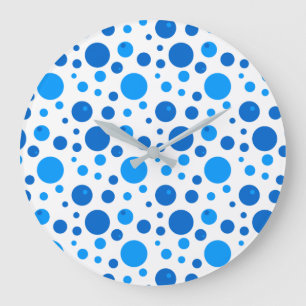 Pois bleus et cercles Horloge murale