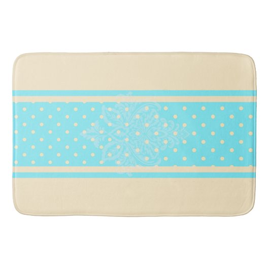 Pois bleus et tapis de bain jaune (Devant)