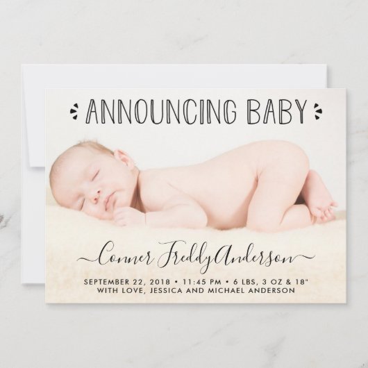 Pois Bleus Simplement Chic Faire-part de naissance (Devant)