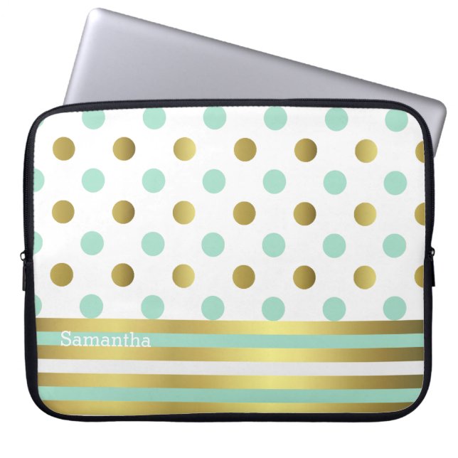 Pois chic et sac d'ordinateur portable de rayures (Devant)