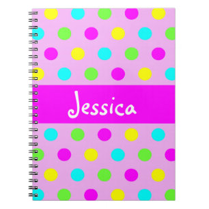Pois coloré drôle - carnet nommé Girly