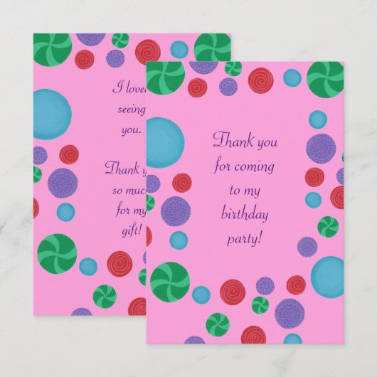 Pois coloré merci cartes (Devant / Derrière)