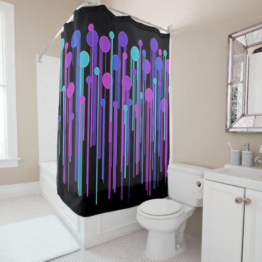 Pois colorés et gouttes Douche rideau (En situation)