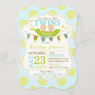 Pois dans un Baby shower Jumeaux Pod Invitation