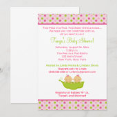 Pois dans un Baby shower Twin Girls 5x7 Invitation (Devant / Derrière)