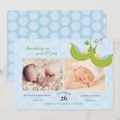 Pois dans un Pod Twin Boys 2 Pics Faire-part de na (Devant / Derrière)