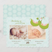 Pois dans un Pod Twin Girls 2 Pics Faire-part de n (Devant / Derrière)