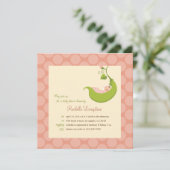 Pois dans une Pod Girl Baby shower Invitation (Debout devant)