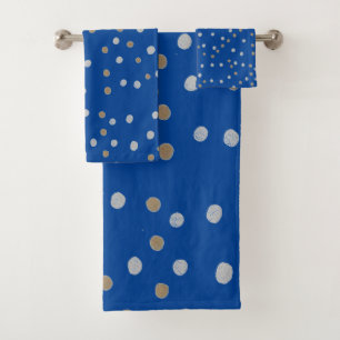 Pois d'argent et d'or sur bleu