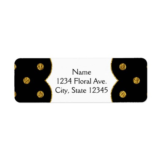 Pois de Black & Gold Faux Foil Étiquette de adress (Devant)
