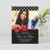 Pois de la Bow rouge - Faire-part de diplôme en ph (Debout devant)