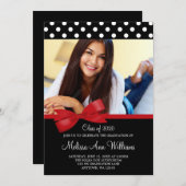 Pois de la Bow rouge - Faire-part de diplôme en ph (Devant / Derrière)