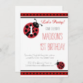 Pois de Ladybug Invitations de fête d'anniversaire (Devant / Derrière)
