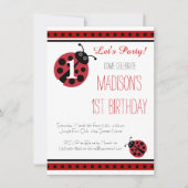 Pois de Ladybug Invitations de fête d'anniversaire (Devant)