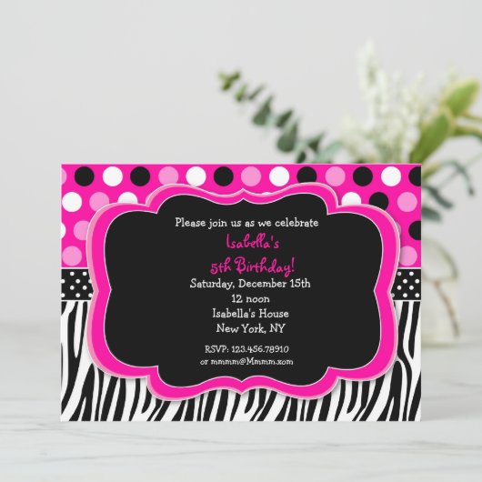 Pois d'impression Zebra Invitations BIrthday (Debout devant)