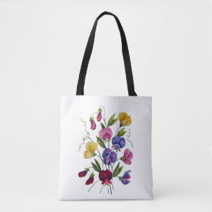 Pois doux colorés Faux Sac fourre-tout brodé