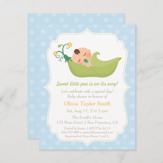 Pois doux dans des invitations d'une douche de (Devant / Derrière)