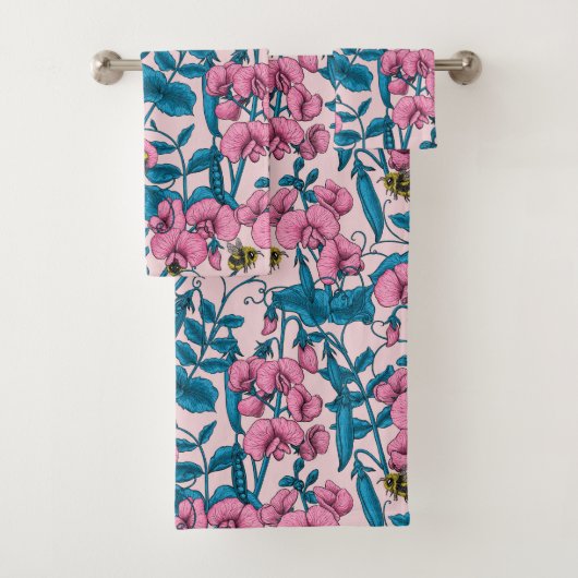 Pois doux et bourdons, rose et bleu (En situation)