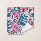 Pois doux et bourdons, rose et bleu (Gant de toilette)