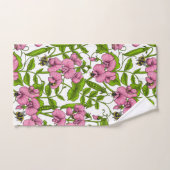 Pois doux et bourdons, rose, vert et blanc (Serviette à main)
