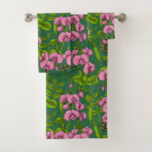 Pois doux et bourdons, vert et rose