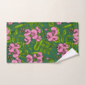 Pois doux et bourdons, vert et rose (Serviette à main)