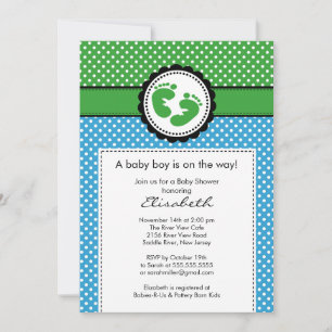 Pois Empreinte Boy Invitation Baby shower