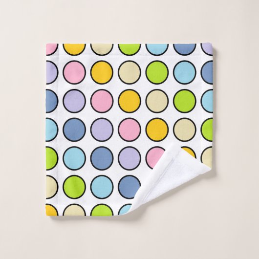 Pois en pastel d'arc-en-ciel décrit par noir (Gant de toilette)