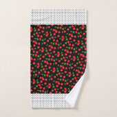 Pois et cerises Rockabilly sur Noir (Serviette à main)