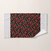 Pois et cerises Rockabilly sur Noir (Serviette à main)