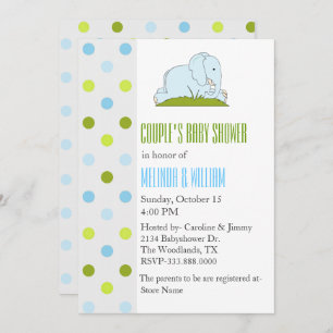 Pois et invitation de baby shower d'éléphant