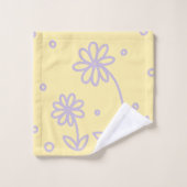 Pois et marguerites 2 - Pastel Jaune et Violet (Gant de toilette)